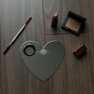 Heart Shaped Cosmetic Mixing Makeup Palette with Spatula, Stainless Steel